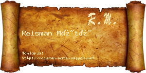 Reisman Máté névjegykártya